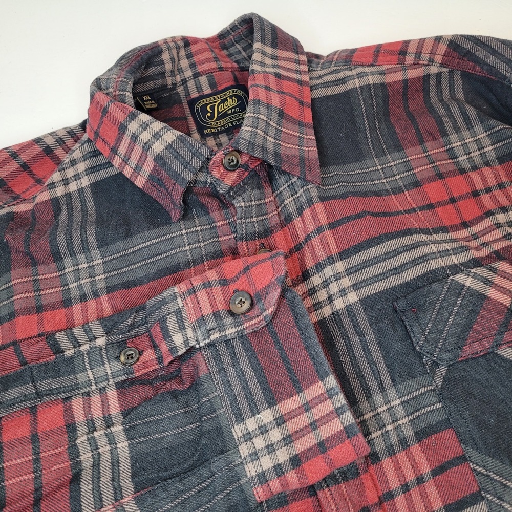 JACHS Shirt Mens‎ XXL Heritage Flannel Plaid Button Up Heavy Cotton